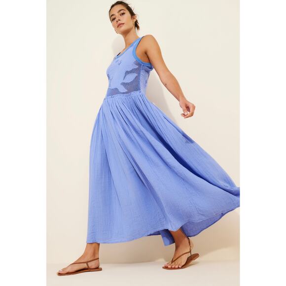 Free People Dresses & Skirts - Free People Pearl Flowy Maxi Mesh Dress Small Boho Cottagecore- NWOT